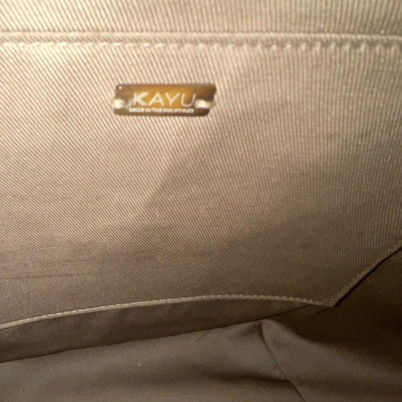 nwt kayu Tan and navy blue stripe Straw Tote Bag - Picture 5 of 8